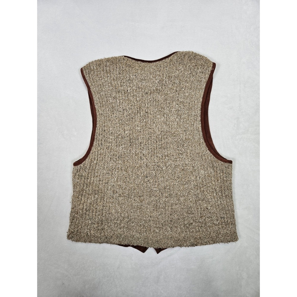 Vtg Territory Ahead 90's Leather‎ Gilet Vest Mens Medium Brown Lining Western - Picture 6 of 10